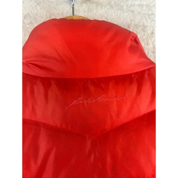 Eddie Bauer Womens Red Puffer Vest EB‎ 550 Fill Power Goose Down Quilted - Picture 9 of 9